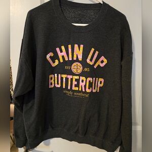 Simply Southern Dark Gray Crewneck Sweater - Chin Up Buttercup